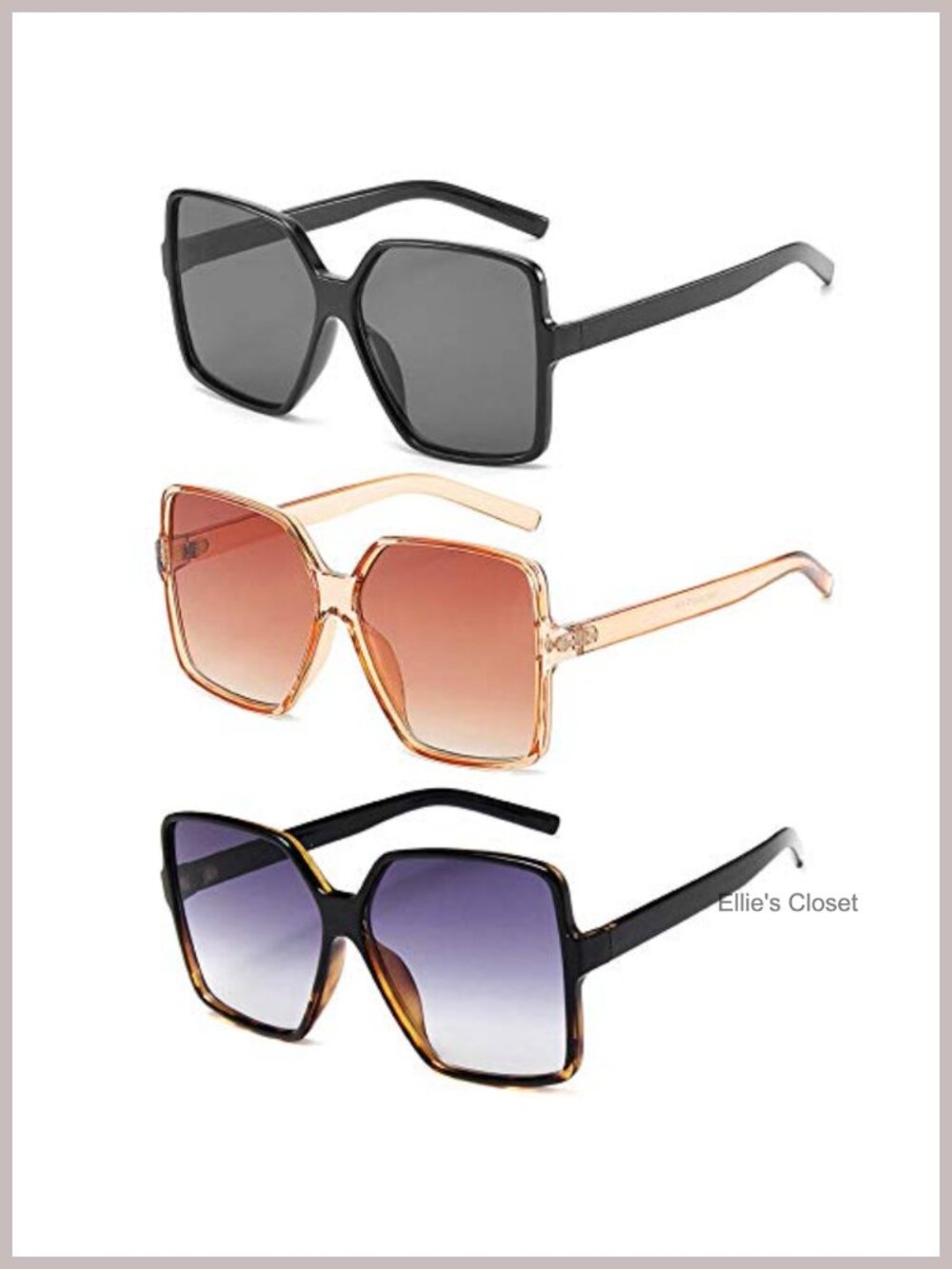 Oversized Square Sunglasses UV400 Protection Wide Large Trendy Shades